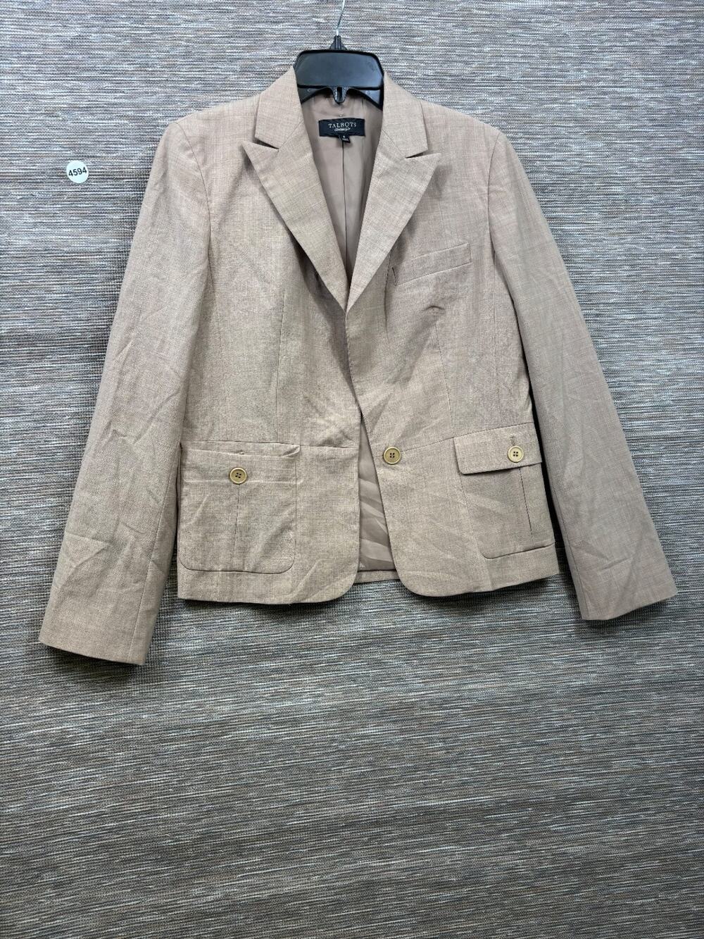 Talbots Blazer Jacket Womens Size 6 Tan One Button Closure Casual Career